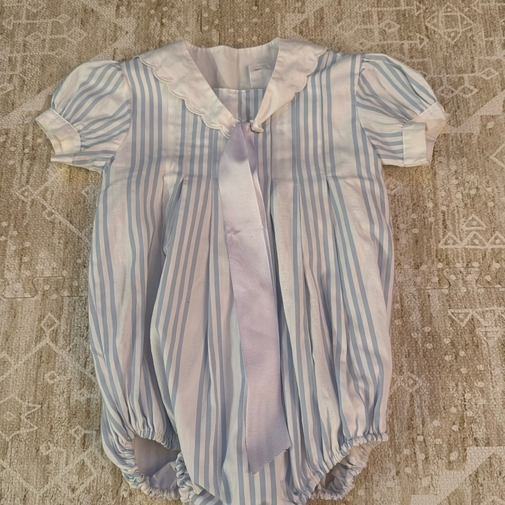 The cutest blue and white bubble with sailor style bib and buttons